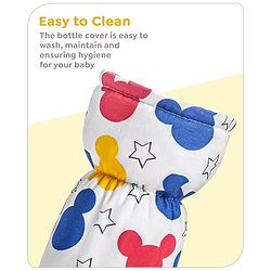 Babyhug Disney Premium Cotton Bottle Cover Cool Mickey Theme Pack of 2 (Medium)- Red And White