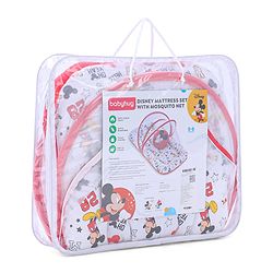 Babyhug Disney Gadda Set With Mosquito Net Smiley Mickey Face Print - Blue