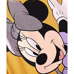 Babyhug Disney Single Jersey Knit Full Sleeves Top With Minnie Mouse Graphics Badge & Frills Detailing - Yellow