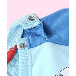 Babyhug Disney Terry Knit Full Raglan Sleeves T-Shirt & Cut & Sew Lounge Pant with Winnie the Pooh Graphics - Light Blue