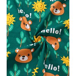 Babyhug Interlock Knit Hooded Towel With Animal Print L 30 x B 30 cm - Dark Green