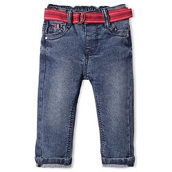 Babyhug Washed Denim Full Length Jeans With Stretch - Blue