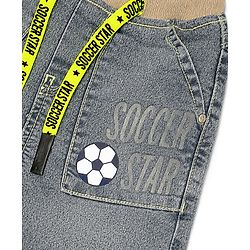 Babyhug Cotton Mix Full Length Denim Washed Joggers With Stretch in Grey