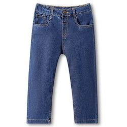 Babyhug Full Length Washed Denim Jeans with Stretch - Dark Blue