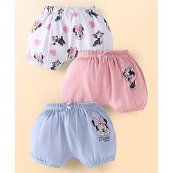 Babyhug Disney Interlock Knit Bloomer With Minnie Mouse Graphics Pack Of 3 - Lavender & Pink