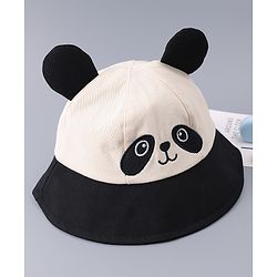 Babyhug Free Size Bucket Hat With Animal Print & Ear Applique - Black