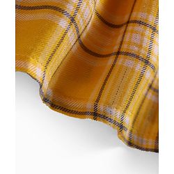 Babyhug Viscose Woven Half Puffed Sleeves Checkered Frock with Bloomer Headband & Bow Applique - Yellow