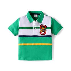 Babyhug Cotton Knit Half Sleeves Polo T-Shirt with Patch Detailing - Green