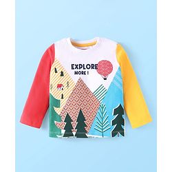 Babyhug Cotton Knit Full Sleeves T-Shirt with Christmas Print - White