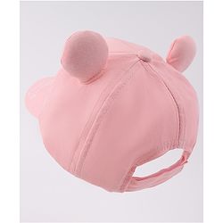 Babyhug Free Size Baseball Cap With Ear Applique & Bear Patch - Pink