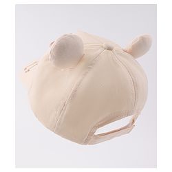 Babyhug Free Size Baseball Cap With Ear Applique & Bear Patch - Pink