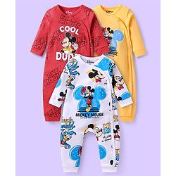 Babyhug Disney Interlock Full Sleeves Romper With Bambi Print & Frills Detailing - Green