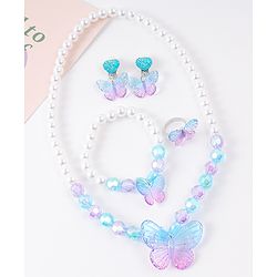 Babyhug Jewellery Set with Butterfly Motif Free Size - Light Blue & White