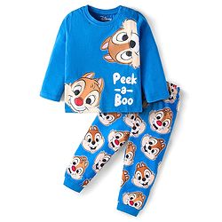 Babyhug Disney Single Jersey Knit Full Sleeves Night Suit with Chip N Dale Graphic - Blue