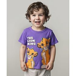Babyhug Disney Single Jersey Knit Half Sleeve T-Shirt With Simba Graphic - Purple