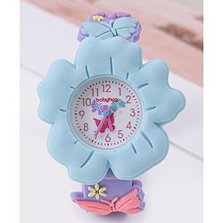 Babyhug Analog Watch With Butterfly & Floral Applique Free Size - Lavender