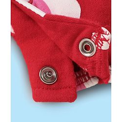 Babyhug 100% Cotton Knit Half Sleeves Rompers With Floral Print Pack of 2 - Red & White