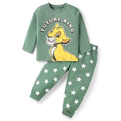 Babyhug Disney Single Jersey Knit Full Sleeves Night Suit with Simba Graphic - Green