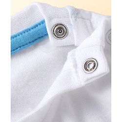 Babyhug Single Jersey Knit Half Sleeves T-Shirt & Shorts Set with Animal Print - White & Light Blue