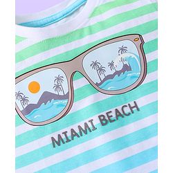 Babyhug Single Jersey Knit Sleeveless T-Shirt & Shorts Set with Beach Theme Print & Stripes - Light Blue