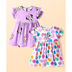 Babyhug Disney Single Jersey Knit Half Sleeves Frocks With Minnie Mouse ...