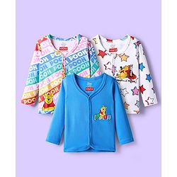 Babyhug Interlock Knit Full Sleeves Jhablas With Winnie The Pooh Graphics Pack Of 3 - Blue & White