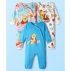 Babyhug Disney Interlock Knit Full Sleeves Rompers With Winnie The Pooh Graphics Pack of 3 - Multicolor