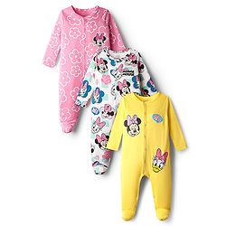 Babyhug Disney Single Jersey Knit Full Sleeves Sleep Suits With Mickey Mouse Graphics Pack Of 2 - Yellow & Blue