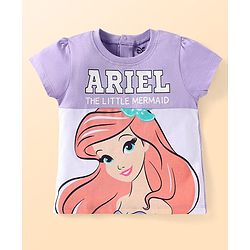 Babyhug Disney Single Jersey Knit Half Sleeves Cut & Sew T-Shirt With Ariel Graphic - Lavender