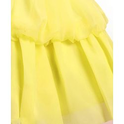 Babyhug Woven Sleeveless Tiered Party Frock with 3D Flower Applique on Yoke - Yellow