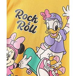 Babyhug Disney Single Jersey Knit Half Sleeves Frock With Minnie & Daisy Graphic - Yellow