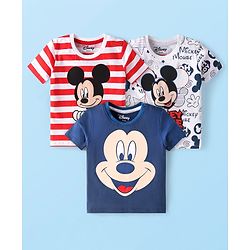 Babyhug Disney Single Jersey Half Sleeves T-Shirt with Mickey Mouse Print - Red main image 0