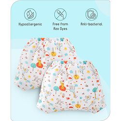 Babyhug 100% Cotton Reusable Potty Training Pull Up Padded Pants Pack of 6 Size 0 (9 - 12 months) - Multicolour