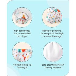 Babyhug 100% Cotton Reusable Potty Training Pull Up Padded Pants Pack of 6 Size 0 (9 - 12 months) - Multicolour