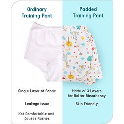 Babyhug 100% Cotton Reusable Potty Training Pull Up Padded Pants Pack of 6 Size 0 (9 - 12 months) - Multicolour