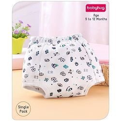 Babyhug 100% Cotton Reusable Sports Theme Print Potty Training Pull Up Padded Pants Pack of 1 - Size 0 (9 - 12 months) - Grey