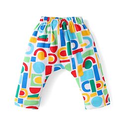 Babyhug Interlock Knit Full Length Diaper Pants with Stripes & Text Print Pack of 3 - Blue