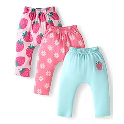 Babyhug Interlock Knit Full Length Diaper Pants Koala & Stars Print Pack of 3 - Multicolour