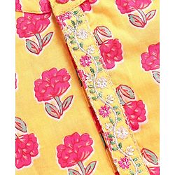 Babyhug Cotton Woven Full Sleeves Kurta Dhoti Set With Floral Print - Mustard
