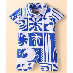 Babyhug Interlock Knit Half Sleeves Romper With Beach Theme Print ...