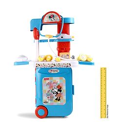 Babyhug Disney Mickey & Friends Doctor Trolley for Kids| Kids Doctors Play Set trolley, Medical Trolley Cart for Kids with 18 Pcs - Blue & Red