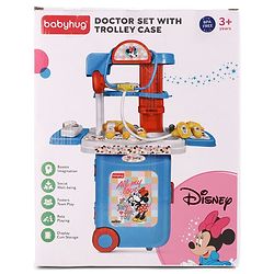 Babyhug Disney Mickey & Friends Doctor Trolley for Kids| Kids Doctors Play Set trolley, Medical Trolley Cart for Kids with 18 Pcs - Blue & Red