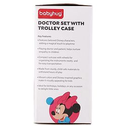 Babyhug Disney Mickey & Friends Doctor Trolley for Kids| Kids Doctors Play Set trolley, Medical Trolley Cart for Kids with 18 Pcs - Blue & Red