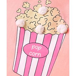 Babyhug Cotton Knit Half Sleeves Night Suit With Pop Corn Print & Applique - Peach & Pink