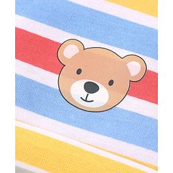 Babyhug 100% Cotton Knit Caps with Bear Print & Stripes Pack of 2 Multicolor - Diameter 16 cm