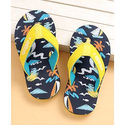 Cute Walk by Babyhug Slip On Flip Flops with Beach Theme Print - Navy Blue