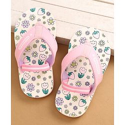 Cute Walk by Babyhug Flip Flops with Floral Print & Back Strap - Pink & Lilac