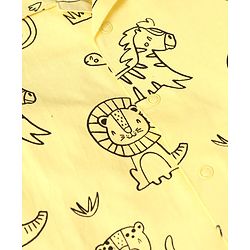 Babyhug Cotton Knit Full Sleeves Night Suit with Animal Print - Yellow