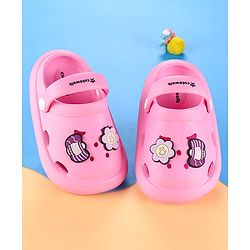 Cute Walk by Babyhug Clogs with Back Strap Closure & Smilie Applique - Pink