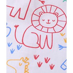 Babyhug 100% Cambric Woven Sleeveless Front Open Jhabla with Animal & Stripe Print Pack of 3 - Red & White